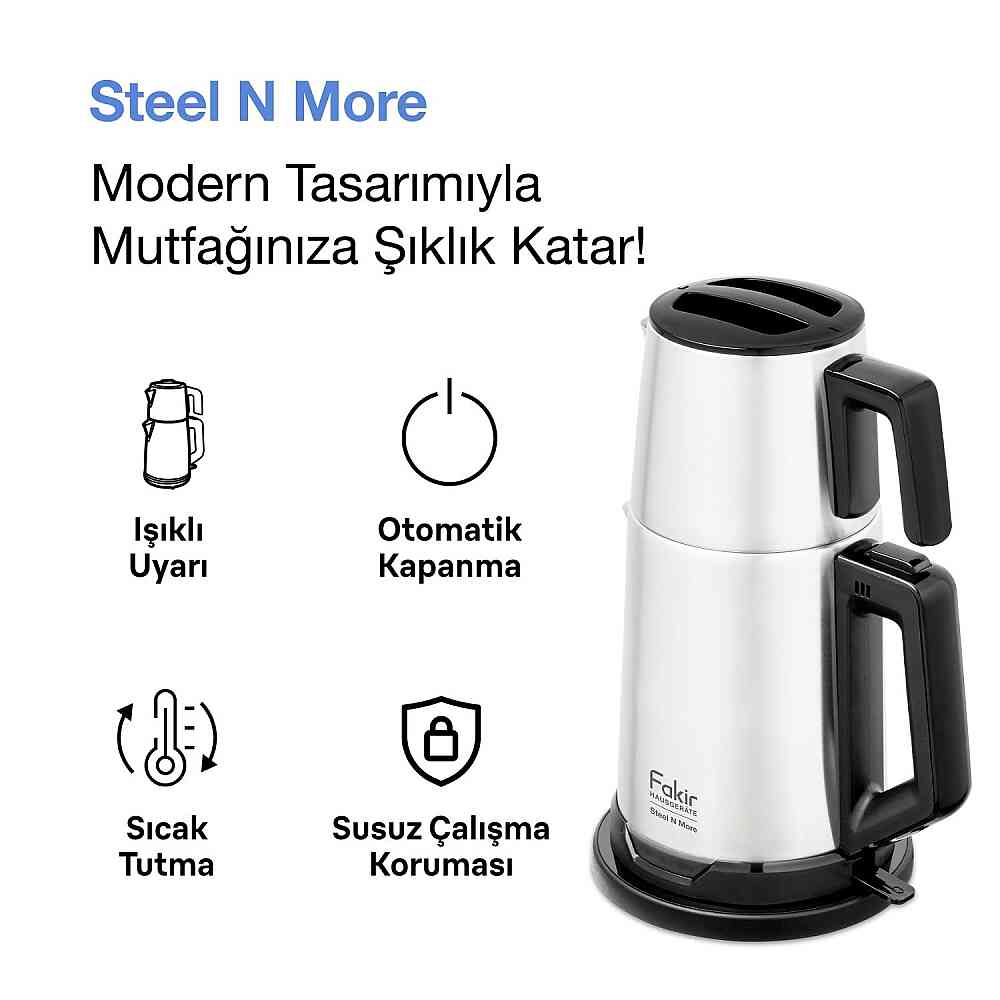 Fakir Steel N More Çay Makinesi Inox görsel 2