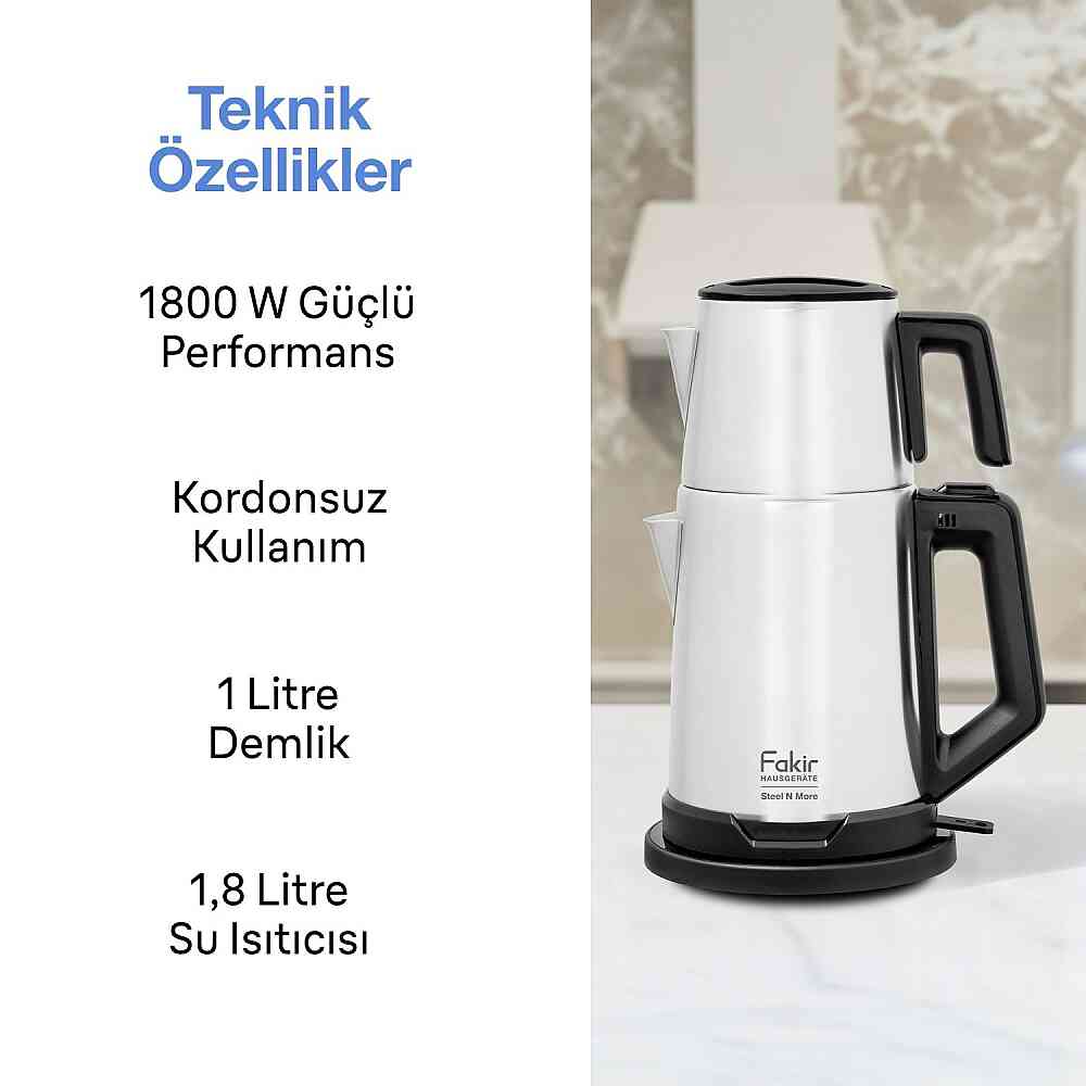 Fakir Steel N More Çay Makinesi Inox görsel 3