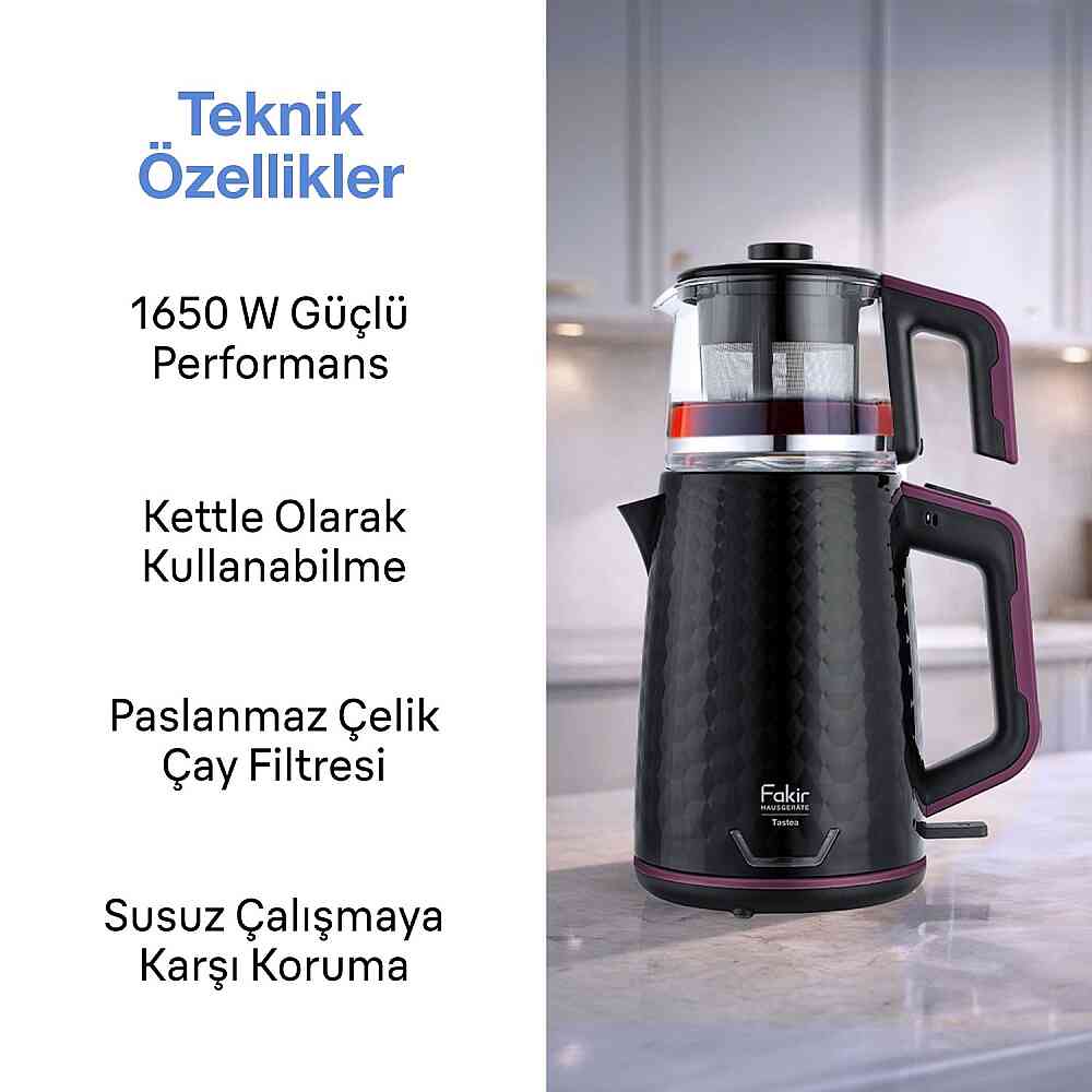 Fakir Tastea Çay Makinesi Siyah Violet görsel 3
