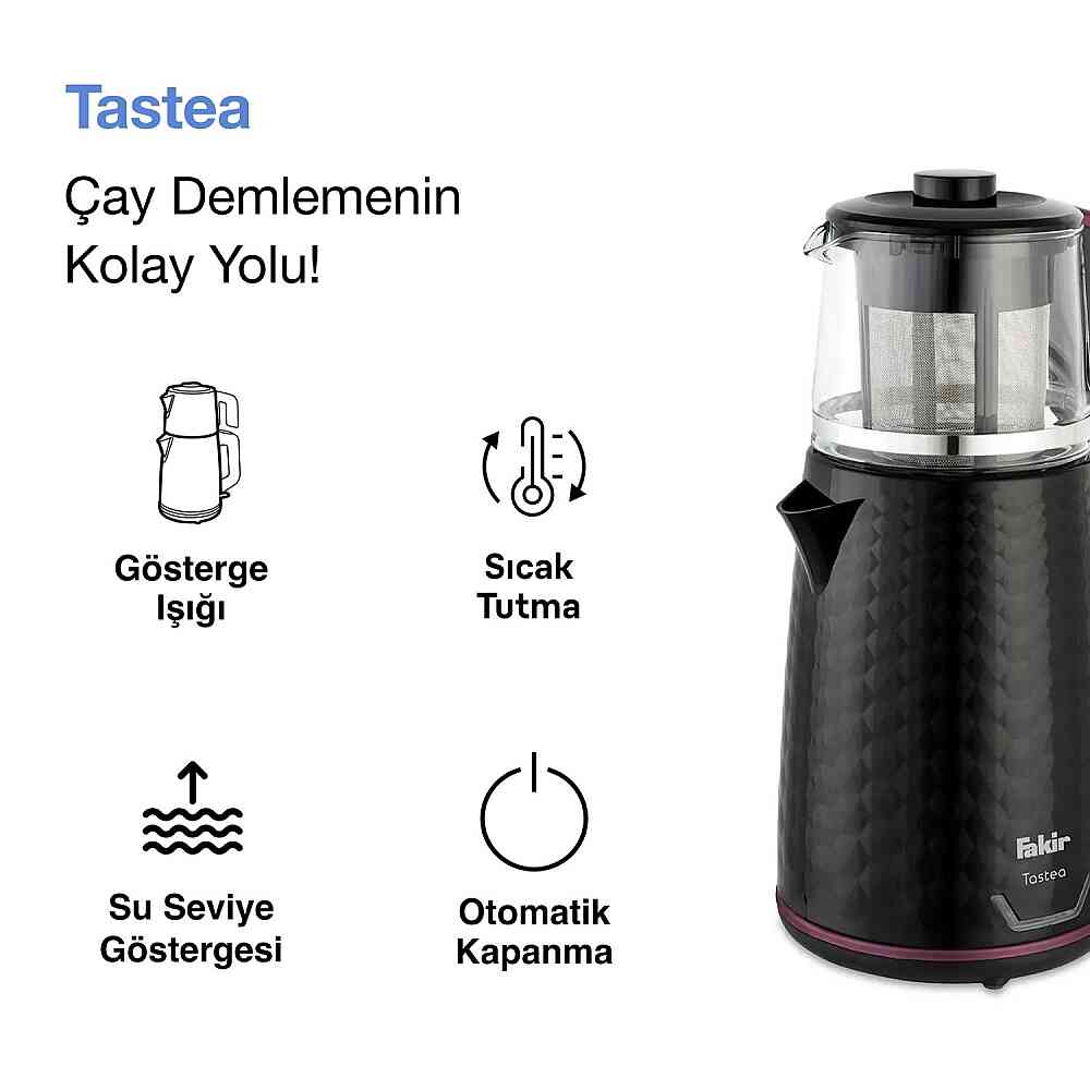 Fakir Tastea Çay Makinesi Siyah Violet görsel 2
