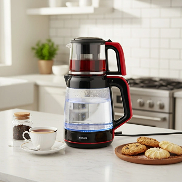 Homend Infinity XL 1764H Cam Çay Makinesi Antrasit Siyah görsel 2