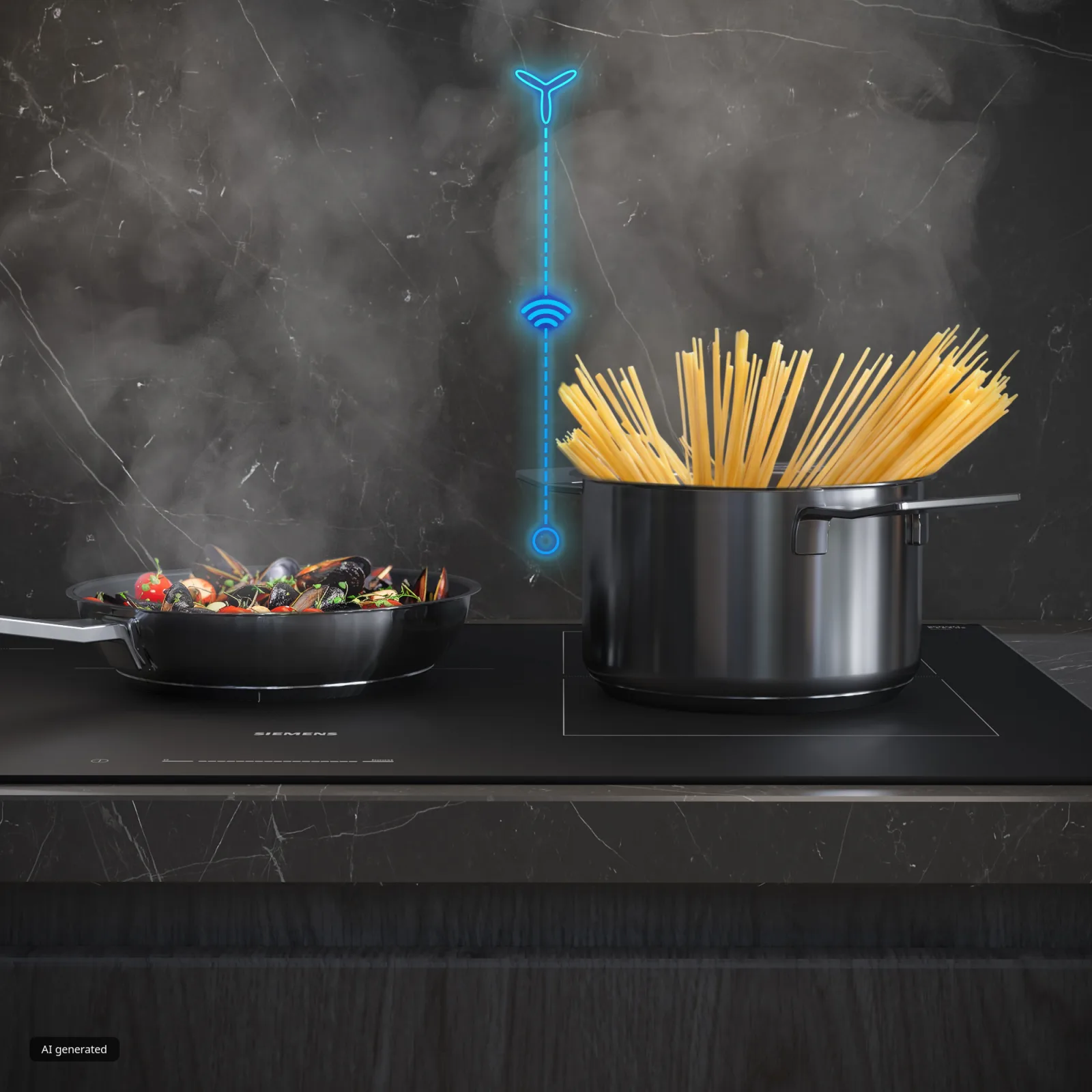 cookConnect - Davlumbazınızın güç seviyesini ve aydınlatmasını ocağınızdan ayarlayın.