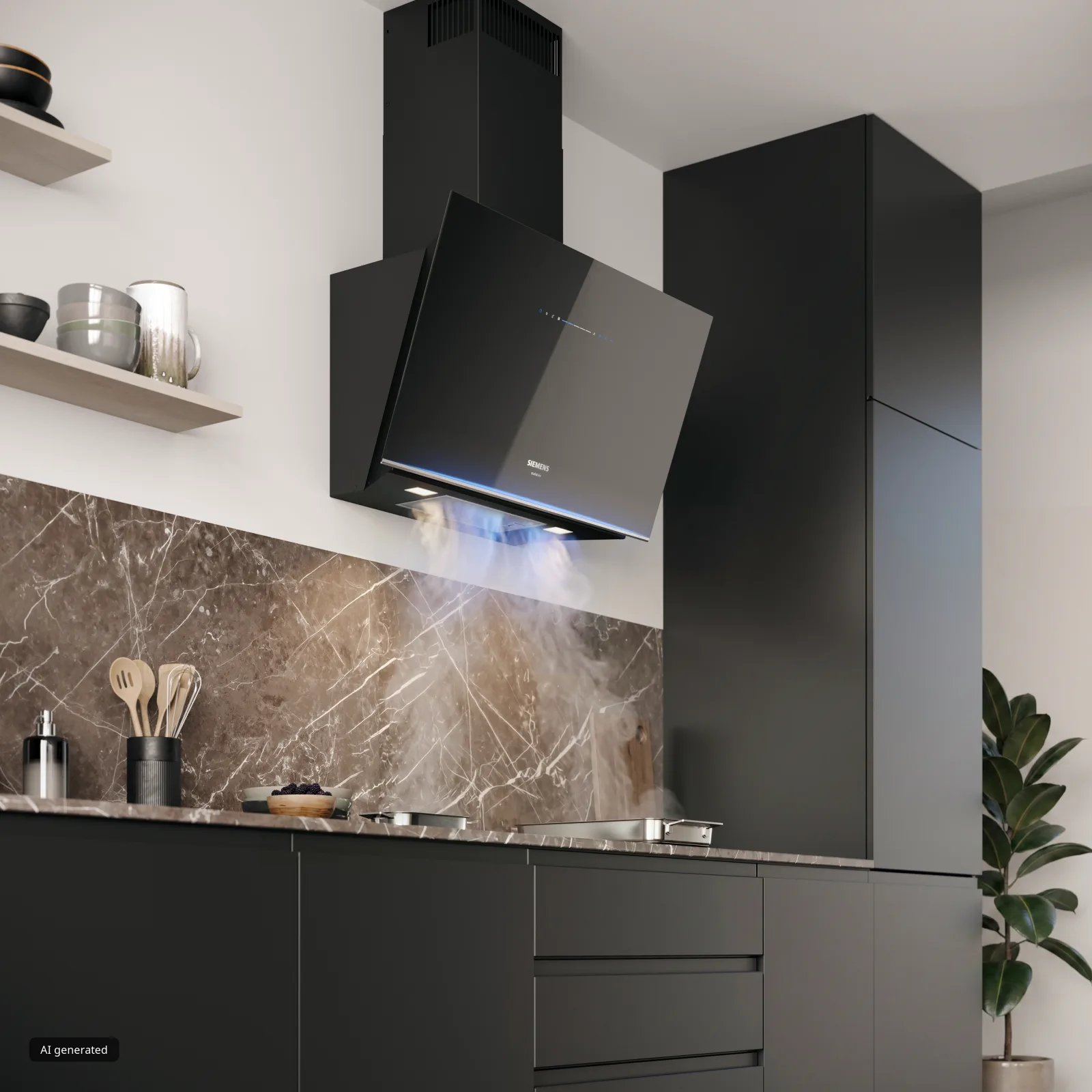 Sınıfının en güçlü ve en sessiz davlumbazı* ile konfor ve performans bir arada. *Publins raporuna göre, 1007m3/h emiş gücü ve 51 dB ses seviyesi ile duvar tipi eğimli davlumbazlar arasında