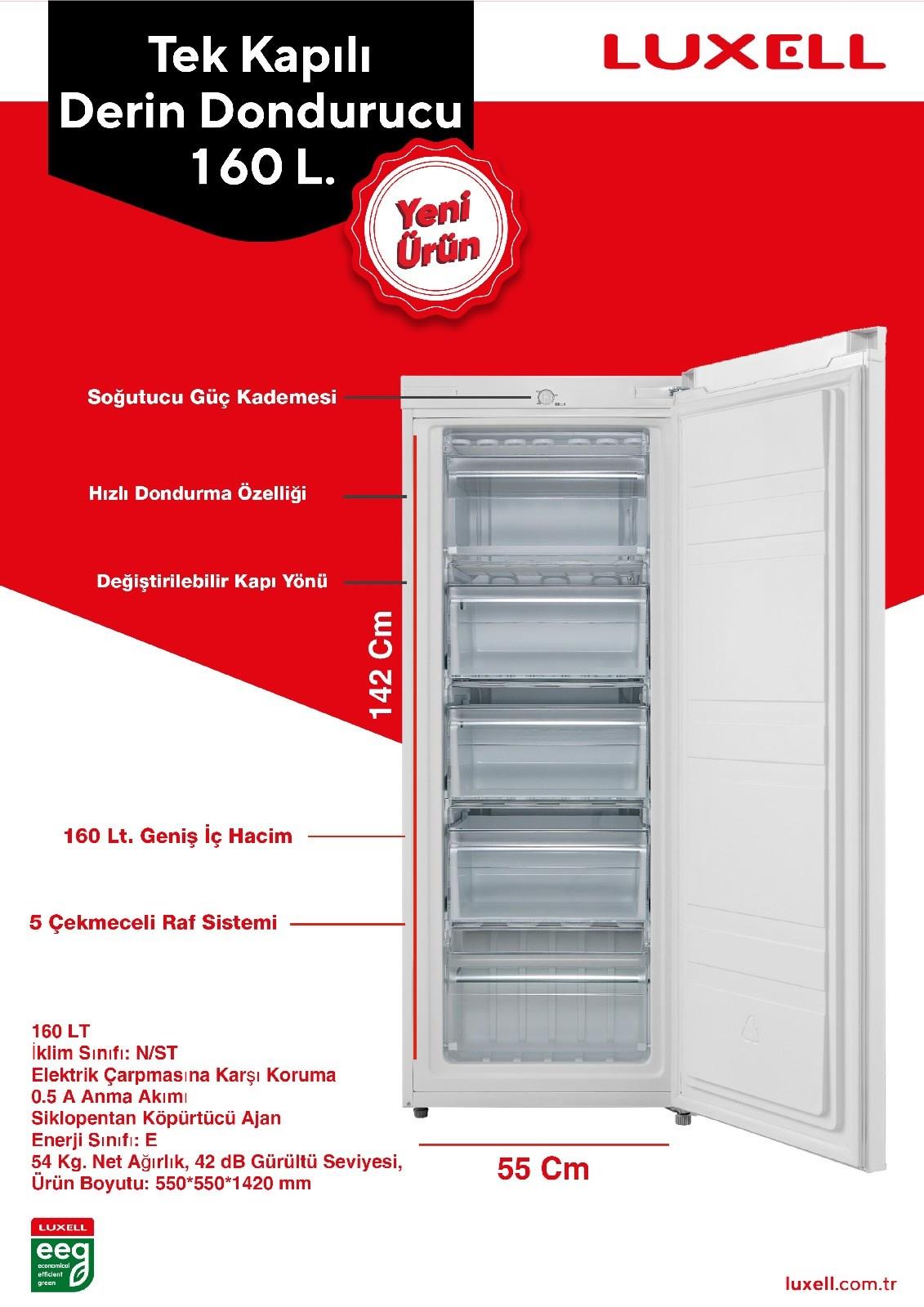 Luxell 5 Çekmece Dikey Dondurucu - LXFR-160 görsel 3