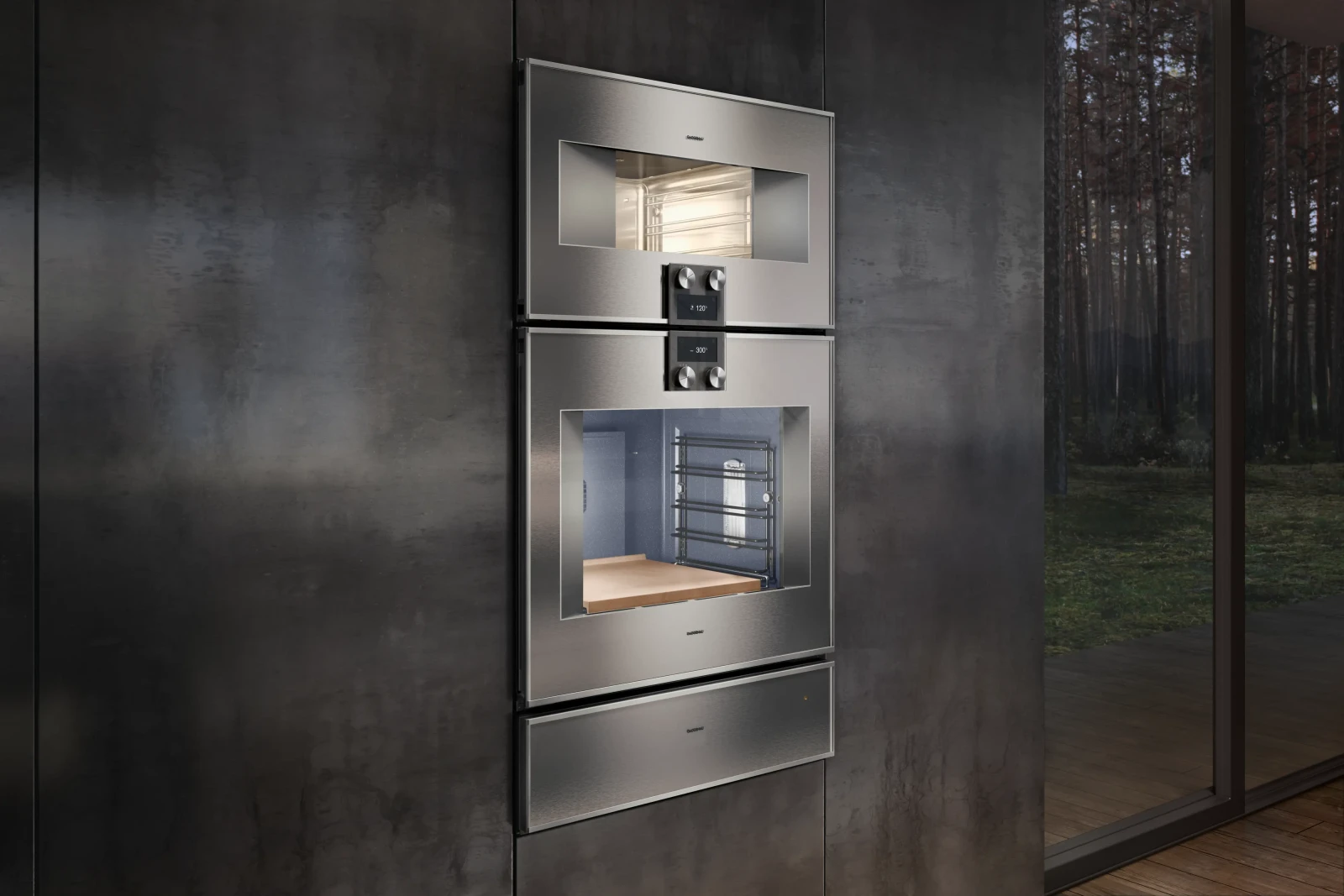 Gaggenau 400 serisi Fırın 76 x 67 cm Kapı menteşesi: solda, Paslanmaz çelik sırtlı tam cam kapı görsel 2
