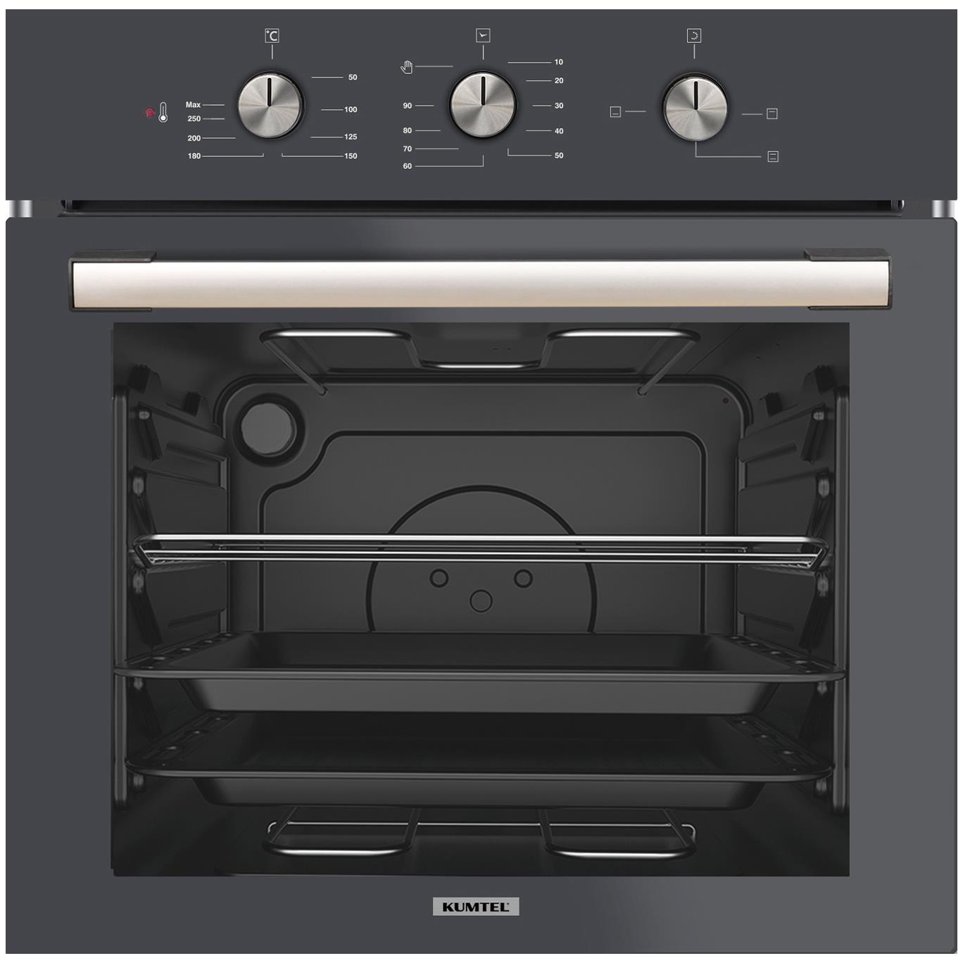 Kumtel Antrasit (Gri) Cam Ankastre Fırın B66-S2 MT (3006B610CTR11)