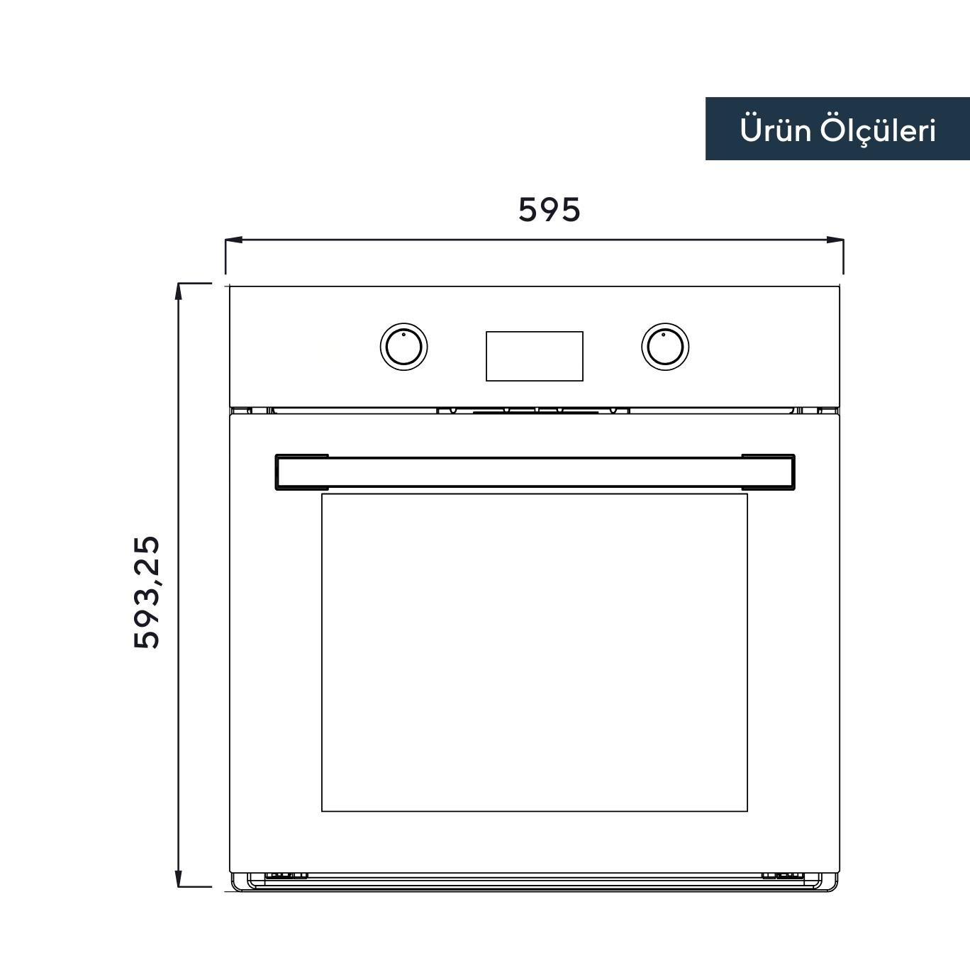Kumtel Digital Siyah Ankastre Fırın 8 Prog. B66 - SF2 (DDT) (3006B620CTR03) görsel 2