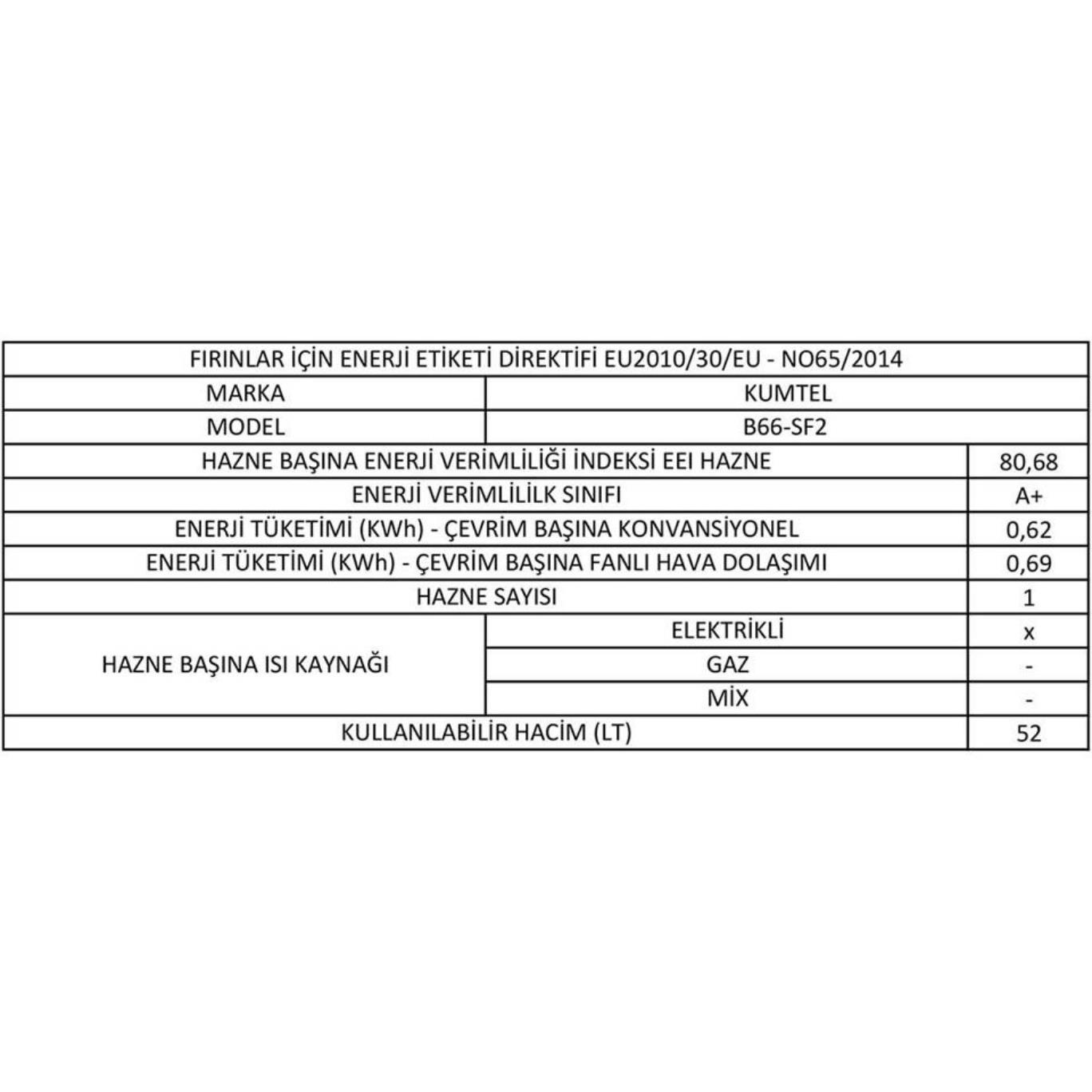 Kumtel Digital Siyah Ankastre Fırın 8 Prog. B66 - SF2 (DDT) (3006B620CTR03) görsel 4
