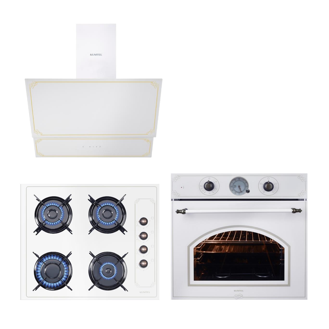 Kumtel Rustik Beyaz Cam Ankastre Set (KK000494)
