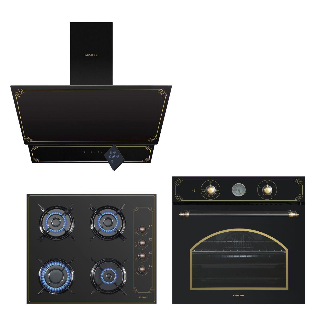 Kumtel Rustik Siyah Cam Ankastre Set (KK000433)