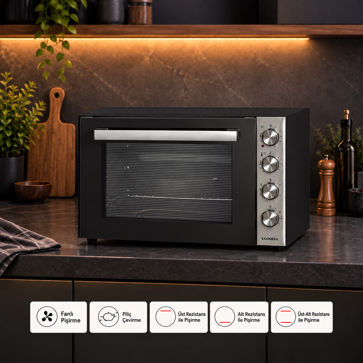 Luxell 70 Litre Piliç Çevirmeli Maxi Fırın – LX-9645 görsel 2