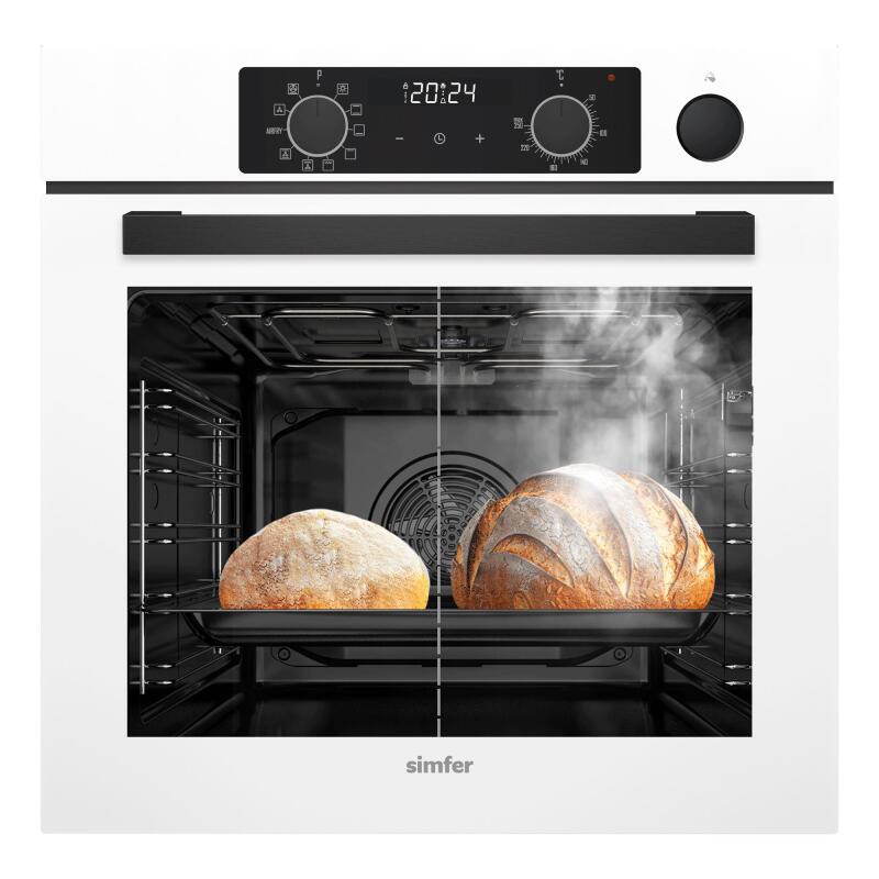 Simfer 8245 0+10 Fonksiyon Steam Master Buharlı Ankastre Fırın Beyaz Cam Dijital görsel 3