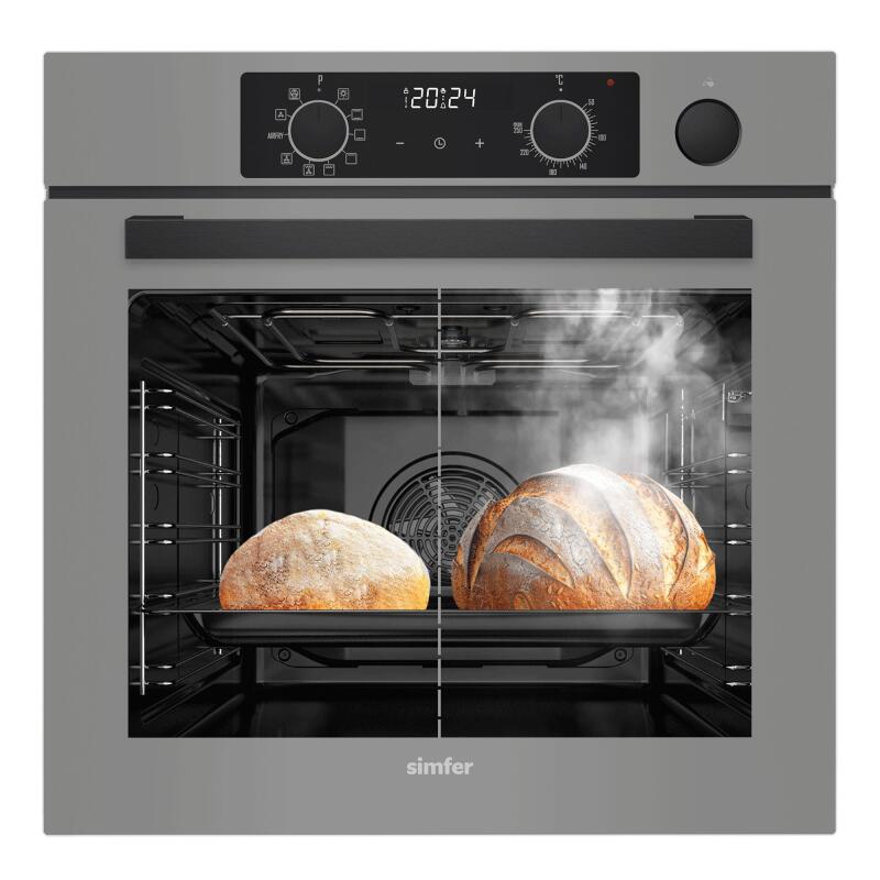 Simfer 8246 0+10 Fonksiyon Steam Master Buharlı Ankastre Fırın Gri Cam Dijital görsel 3