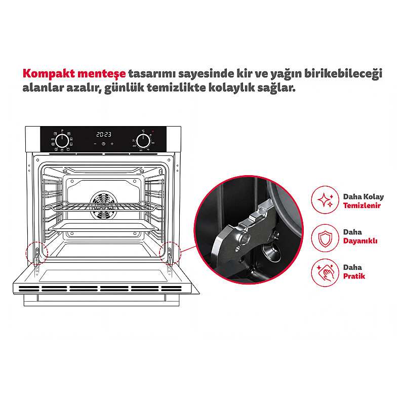 Simfer 8246 0+10 Fonksiyon Steam Master Buharlı Ankastre Fırın Gri Cam Dijital görsel 5