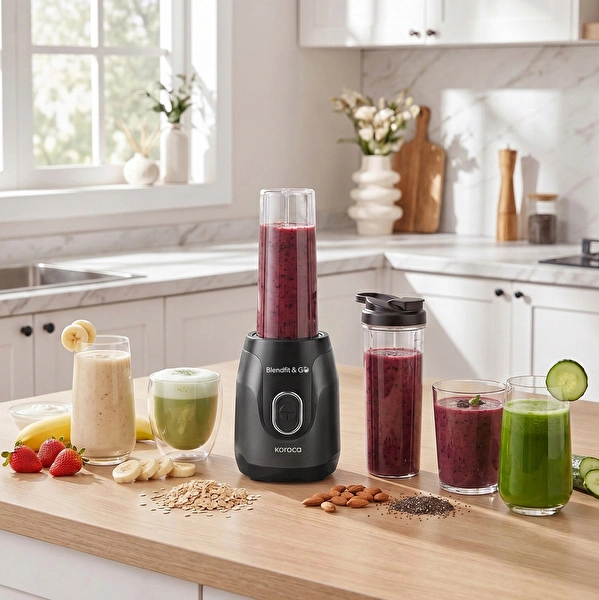 Karaca Blendfit Go Personal Kişisel Smoothie Blender Çift Hazne Kırmızı 600ml & 400ml görsel 2