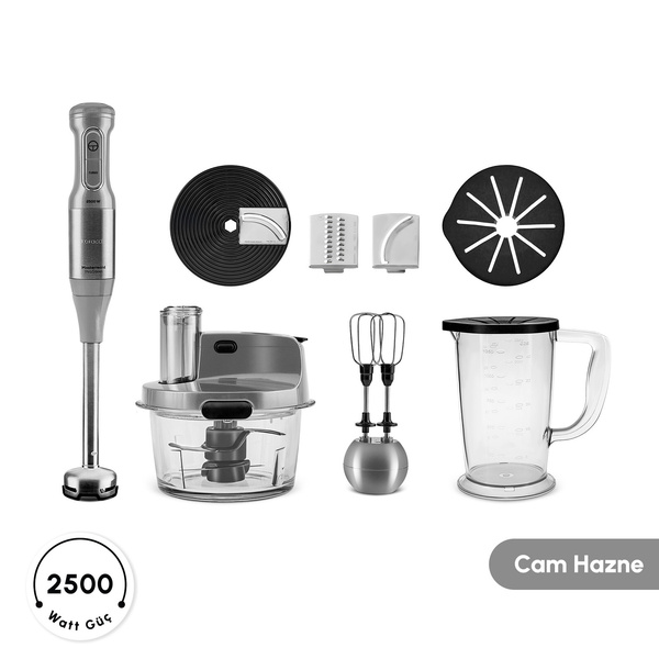 Karaca Mastermaid Prosteel 6 in 1 Uzun Blender Ayaklı 6 Bıçaklı Cam Hazneli Rendeli Mutfak Robotu Galaxy Grey