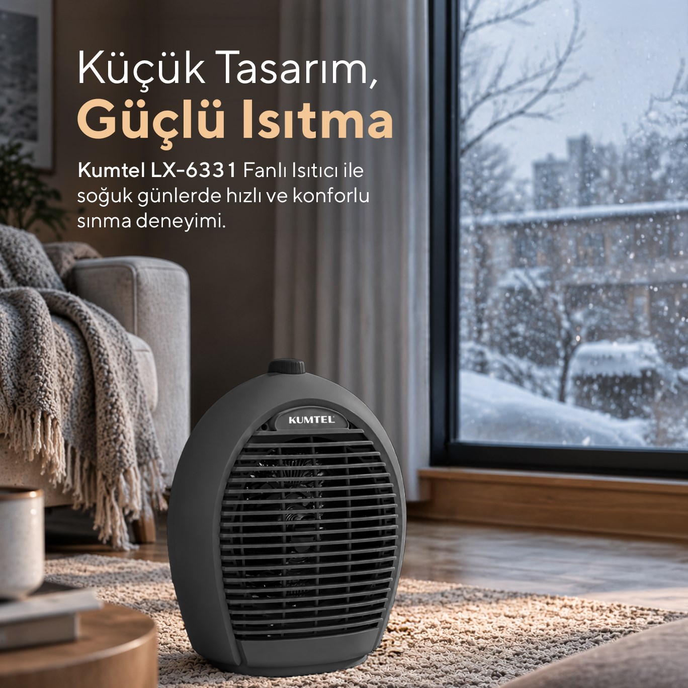 Kumtel 2000 W 3 Kademeli Sıcak-Soğuk Üflemeli Elektrikli Fanlı Isıtıcı Füme LX-6331 (3103RS00MTR17) görsel 2