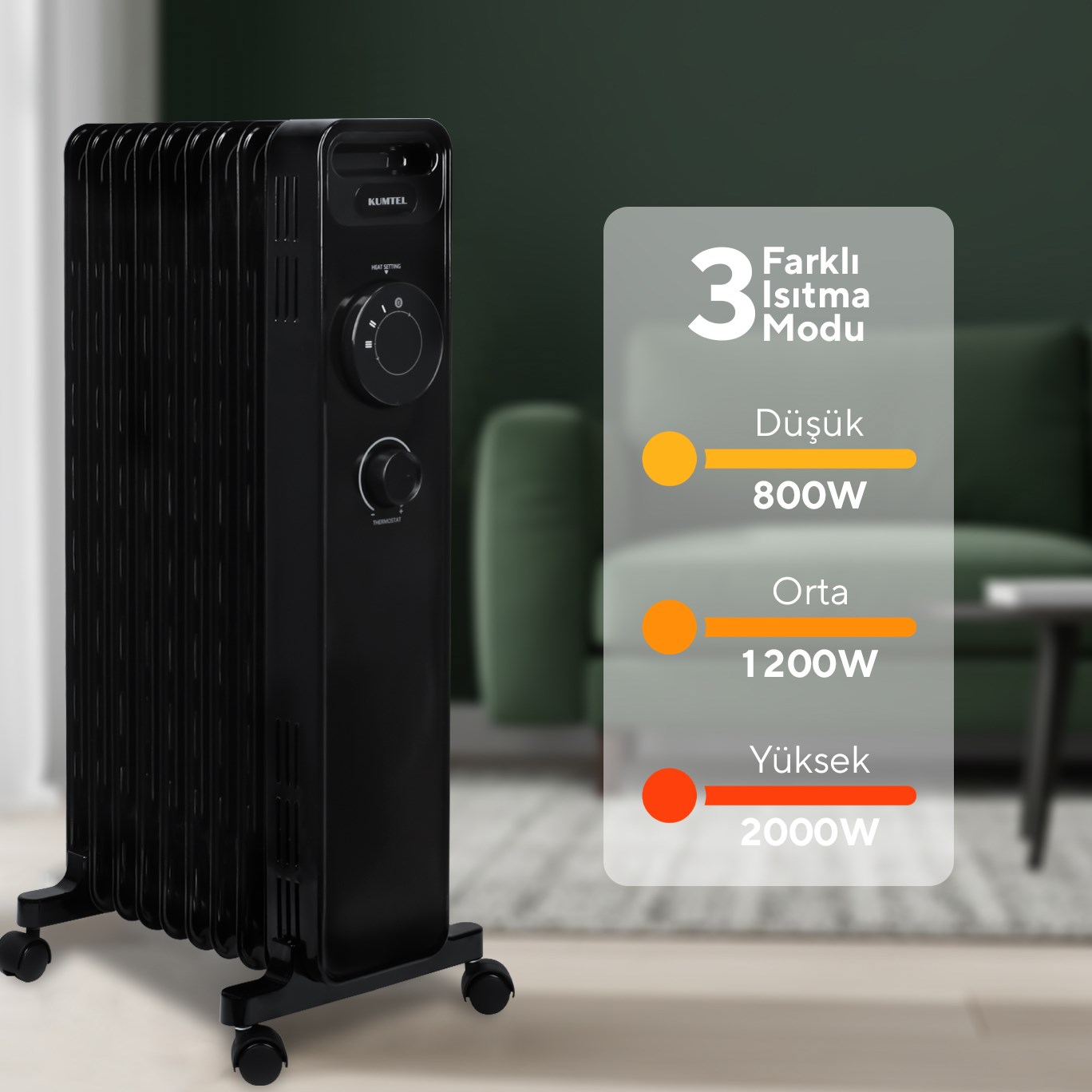 Kumtel 9 Dilim Siyah Radyatör Kum-1225S (41020021) görsel 3