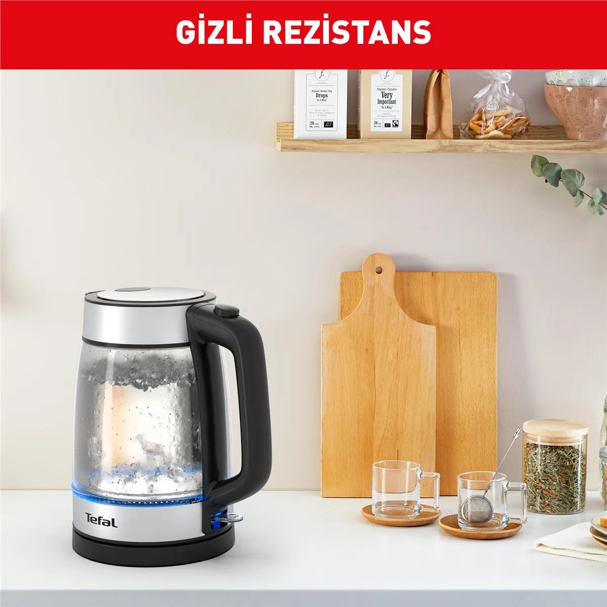 Tefal Işıklı Cam Kettle - 1,7 Litre görsel 3