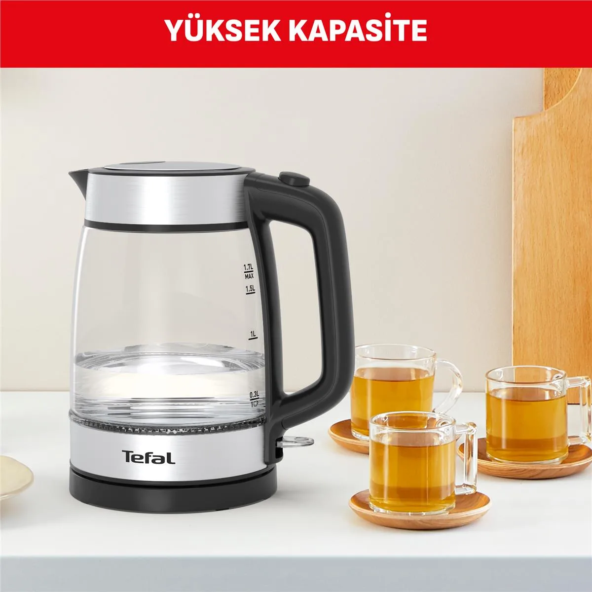 Tefal Işıklı Cam Kettle - 1,7 Litre görsel 2