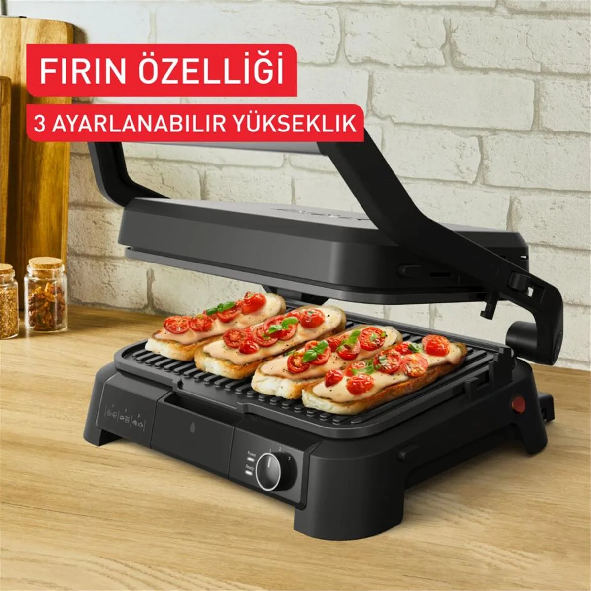 Tefal SuperGrill 3in1 XL 8 Porsiyon Kapasiteli 2200 Watt Barbekü Izgara ve Tost Makinesi - Inox görsel 3