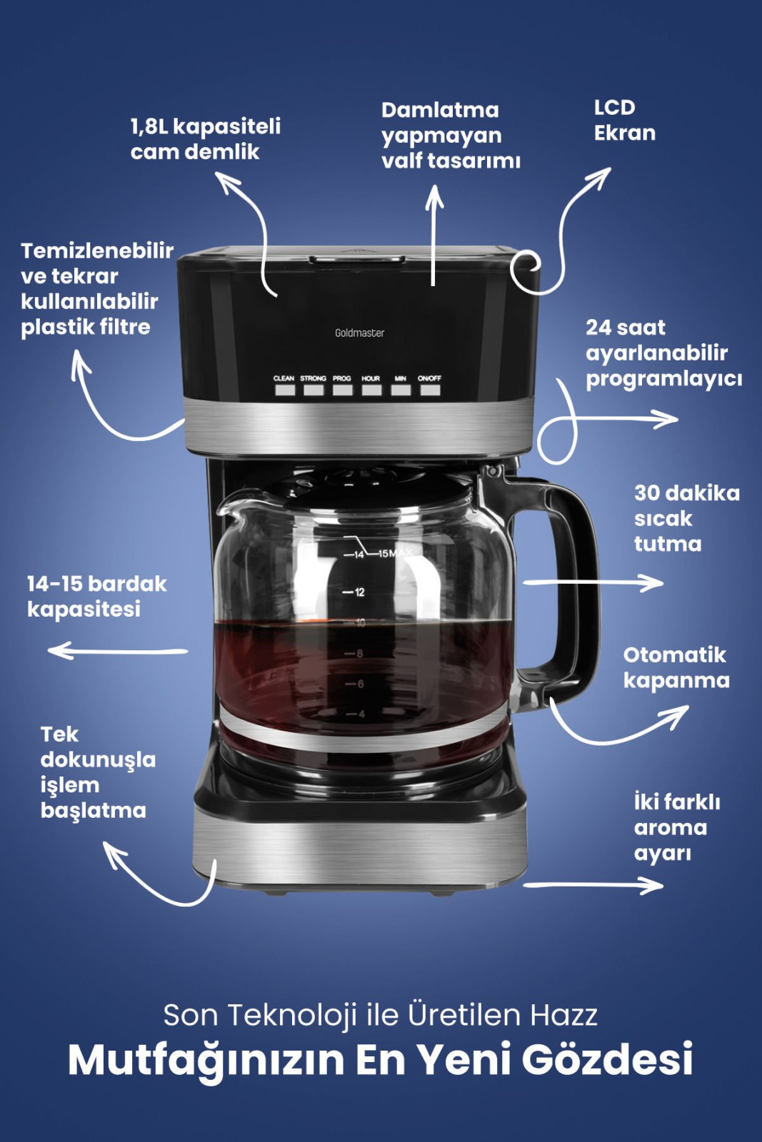 Goldmaster Hazz Gm 7357 Filtre Kahve Makinesi görsel 3
