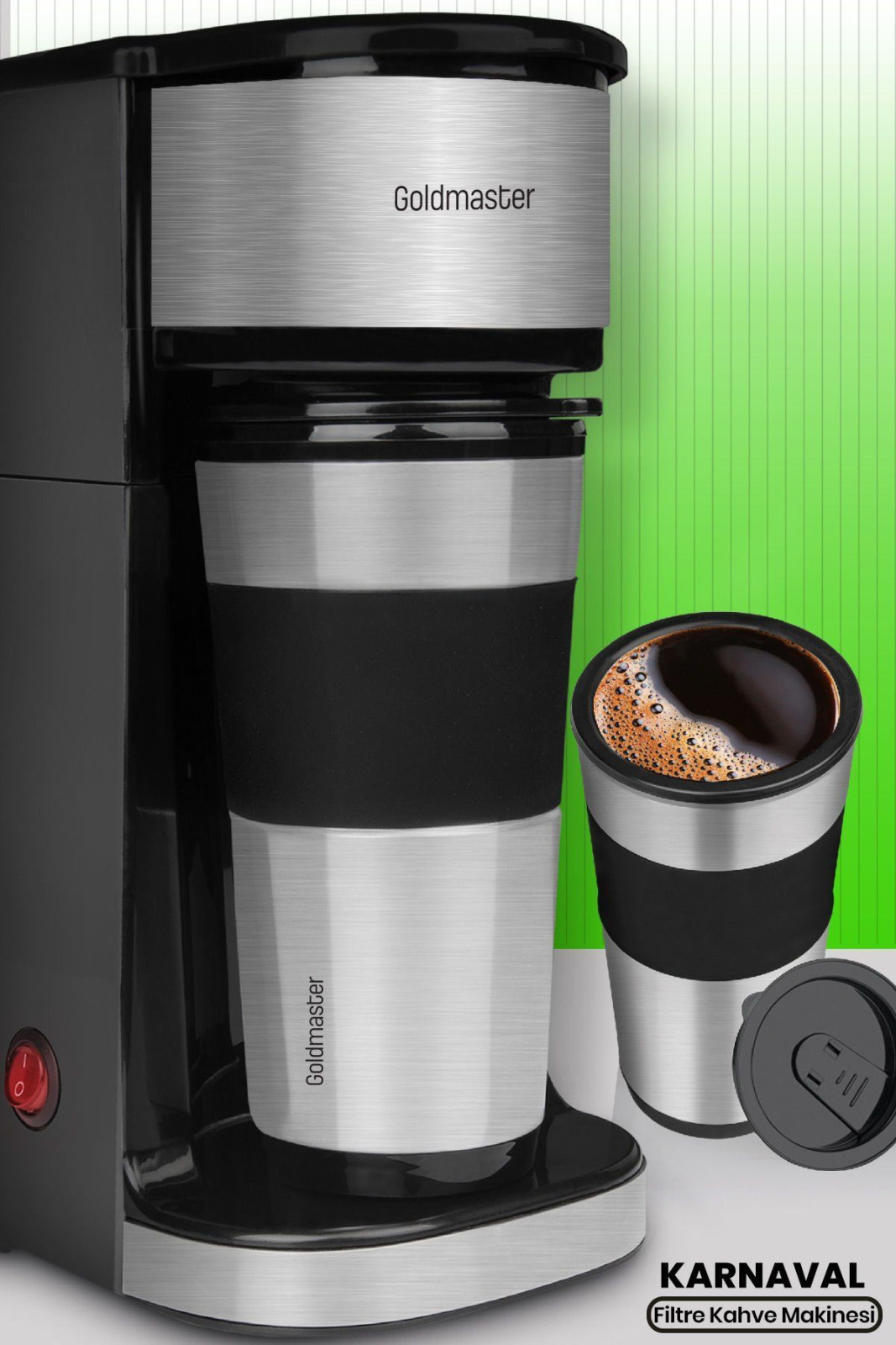 Goldmaster Karnaval 750 Watt Paslanmaz Termos Bardakli Kisisel Filtre Kahve Makinesi