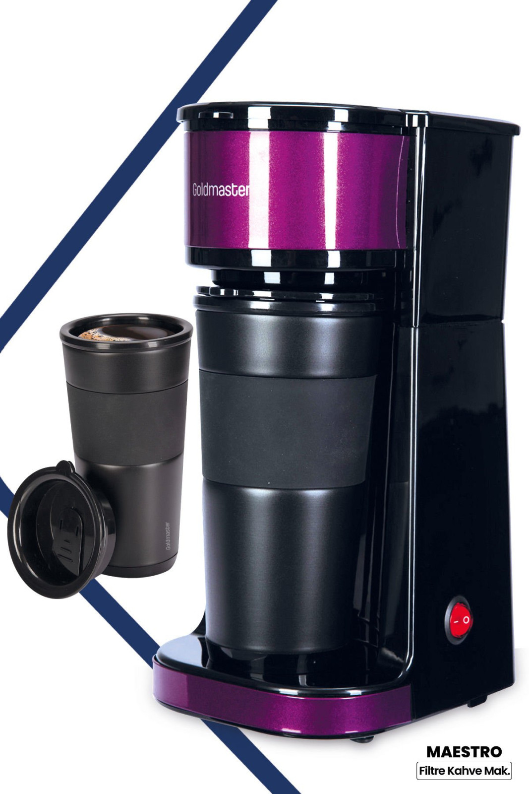 Goldmaster Maestro 4 Dakikada Demleyen Yikanabilir Filtreli Termos Bardakli Kisisel Filtre Kahve Makinesi