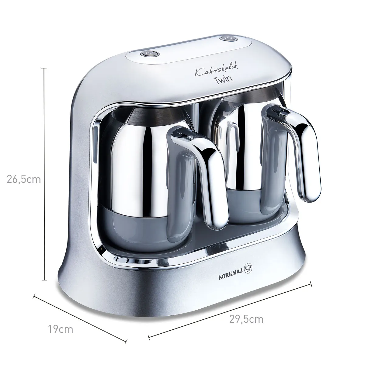 Korkmaz Kahvekolik Twin Kahve Makinesi Inox Krom A861-06 görsel 2