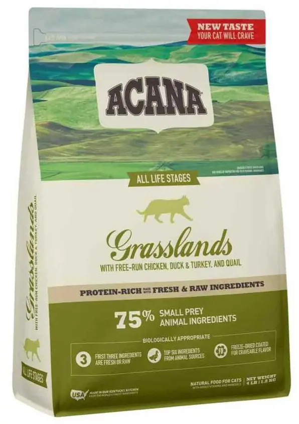 Acana Grasslands Ördekli ve Tavuklu Tahılsız Kedi Maması 1.8 KG