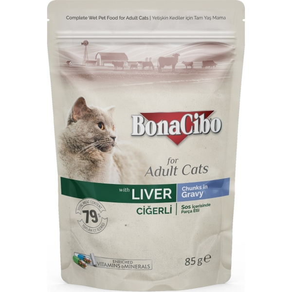 Bonacibo Soslu Ciğerli Pouch Yetişkin 85 gr