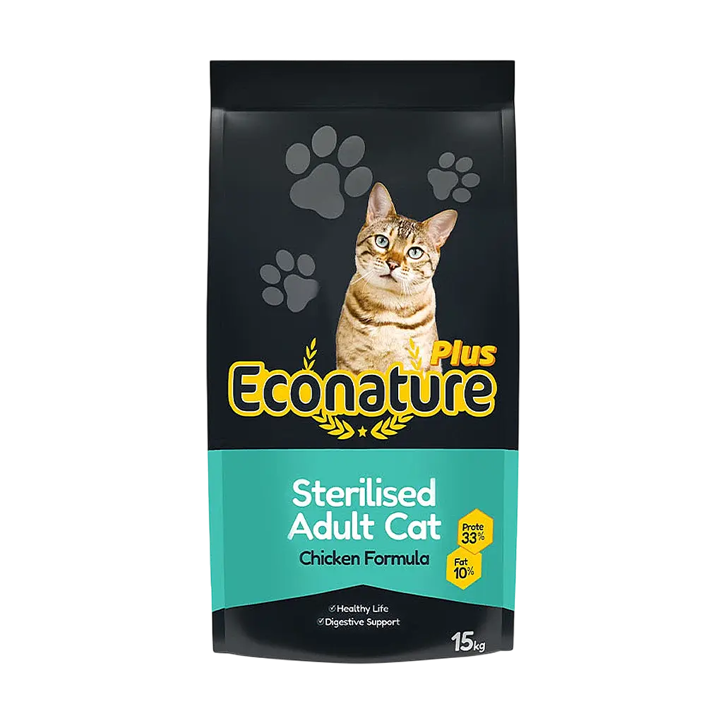Econature Plus Tavuklu Kısırlaştırılmış Yetişkin Kedi Maması 15 kg