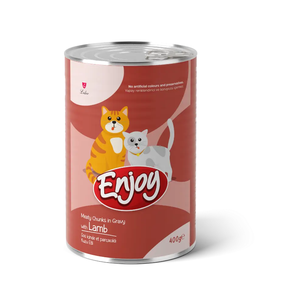 Enjoy Konserve Sos İçinde Et Parçacıklı Kuzu Etli Yetişkin Kedi Maması 400 Gr