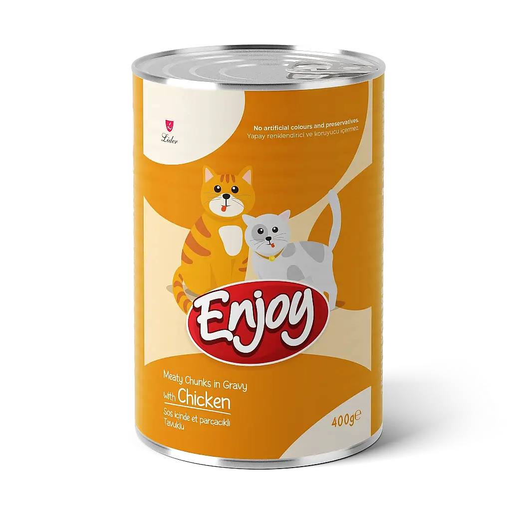 Enjoy Sos İçinde Et Parçacıklı Tavuklu Yetişkin Kedi Konservesi 400 gr