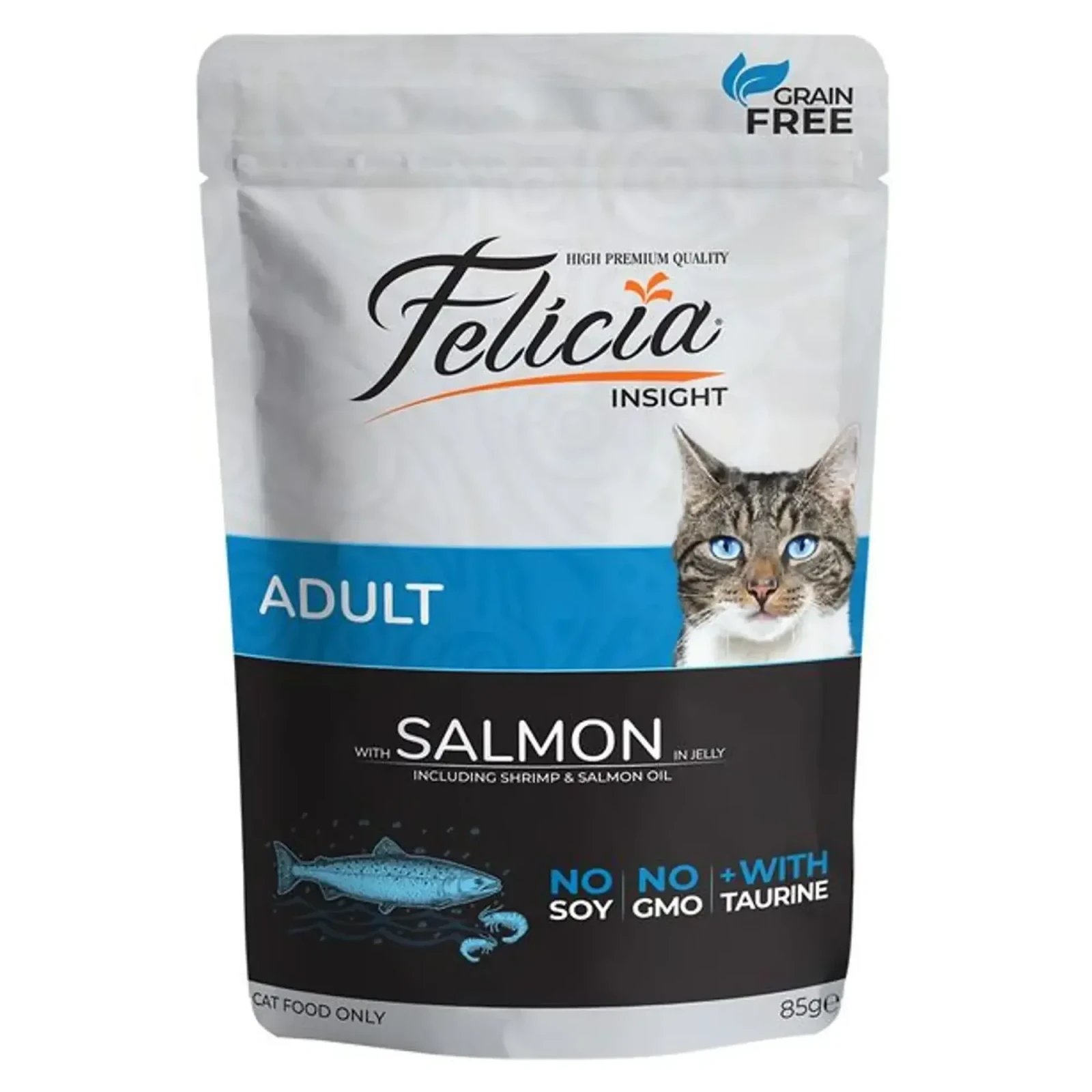 Felicia Insight Tahılsız Somonlu ve Taurinli Pouch Yaş Yetişkin Kedi Maması 85 G