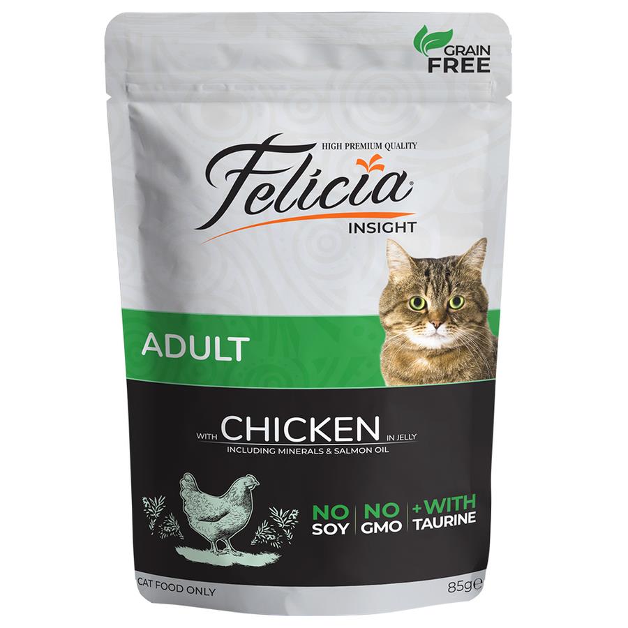 Felicia Pouch Tavuklu Ve Taurinli Tahılsız Yetişkin 85 gr