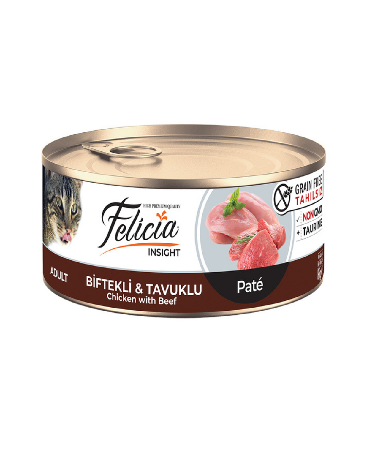Felicia Tahılsız 85 gr Konserve Biftekli-Tavuklu Kıyılmış Yaş Kedi Maması