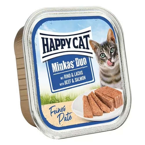 Happy Cat Minkas Duo Sığır Etli ve Somonlu 100 gr