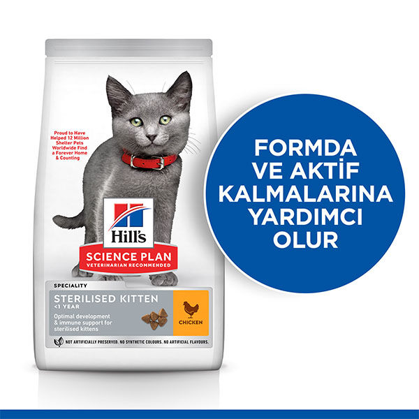 Hill's Science Plan Tavuklu Kısırlaştırılmış Yavru Kedi Maması 3 kg görsel 2