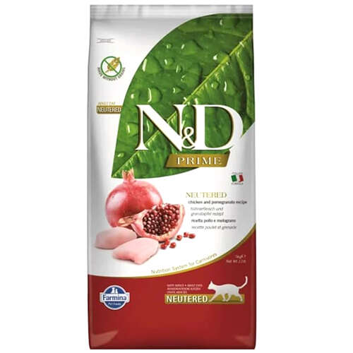 N&D Prime Tahılsız Tavuklu ve Narlı Kısırlaştırılmış Yetişkin Kedi Maması 10 KG