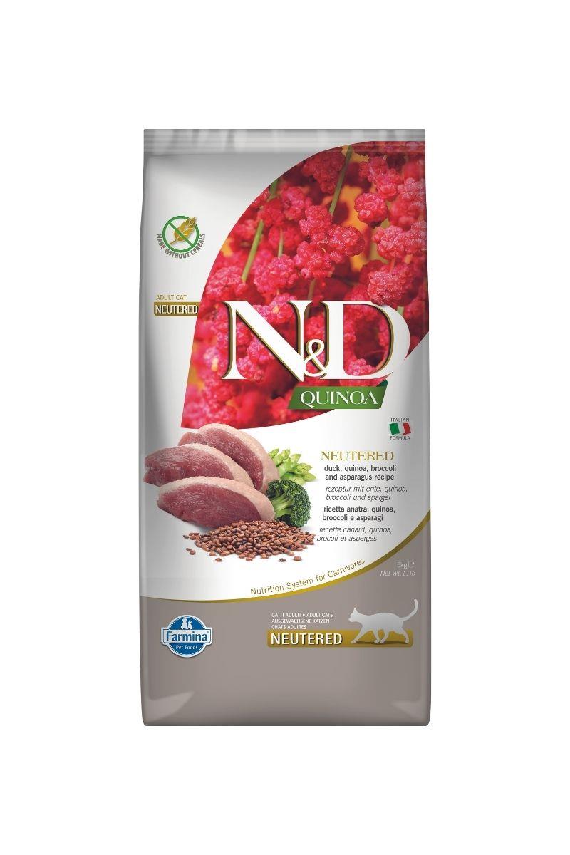 N&D Quinoa Tahılsız Ördek Brokoli & Kuşkonmaz Kısırlaştırılmış Yetişkin Kedi Maması 5 Kg