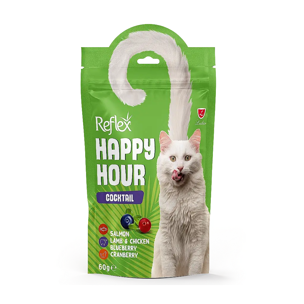 Reflex Happy Hour Cocktail Somonlu Kuzulu Tavuklu ve Yaban Mersinli Kedi Ödül Maması 60 gr