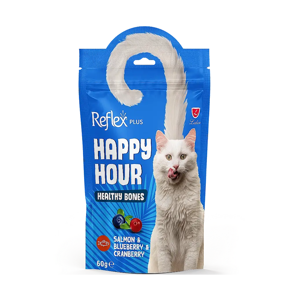 Reflex Happy Hour Healthy Bones Somonlu ve Yaban Mersinli Kedi Ödül Maması 60 gr
