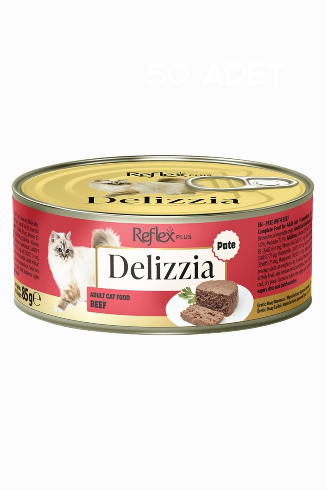 Reflex Plus Delizzia Kıyılmış Dana Etli Pate Yetişkin Kedi Konservesi 85gr
