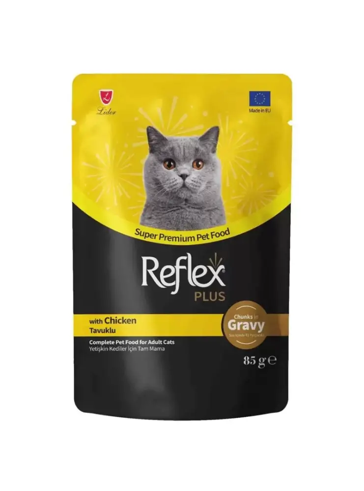 Reflex Plus Sos İçinde Et Parçacıklı Tavuklu Yetişkin Kedi Maması 85 G