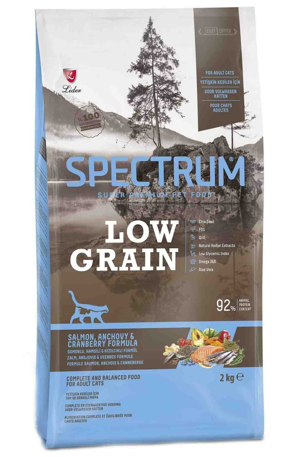 Spectrum Somonlu Hamsili ve Kızılcıklı Düşük Tahıllı Yetişkin Kedi Maması 2kg