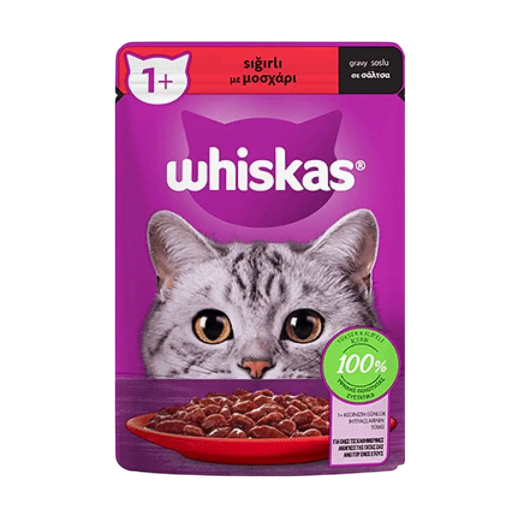 Whiskas Pouch Sos İçinde Sığır Etli Yetişkin Kedi Konservesi 85 gr
