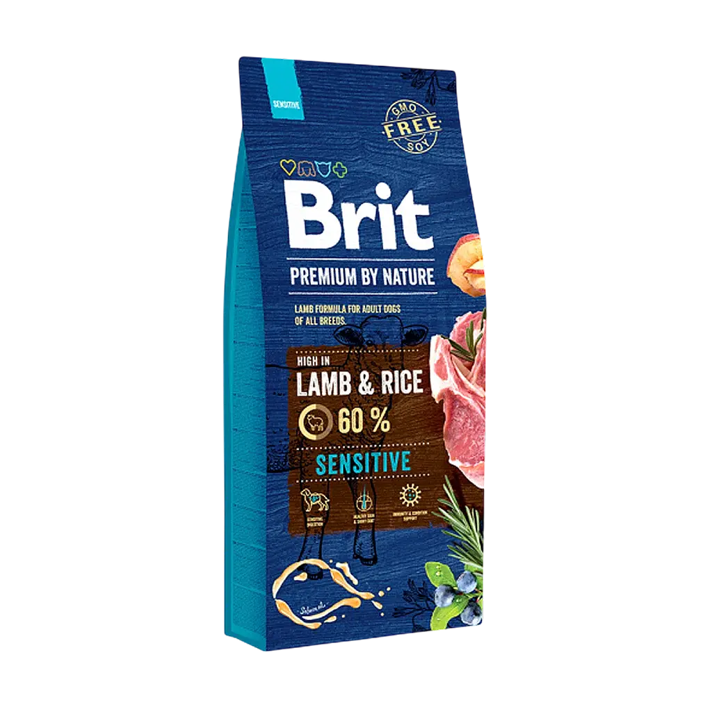 Brit Premium By Nature Sensitive Kuzulu ve Pirinçli Yetişkin Köpek Maması 15 kg