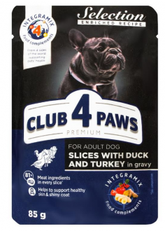 Club4Paws Ördek Hindili Pouch Küçük Irk Yetişkin 85 gr