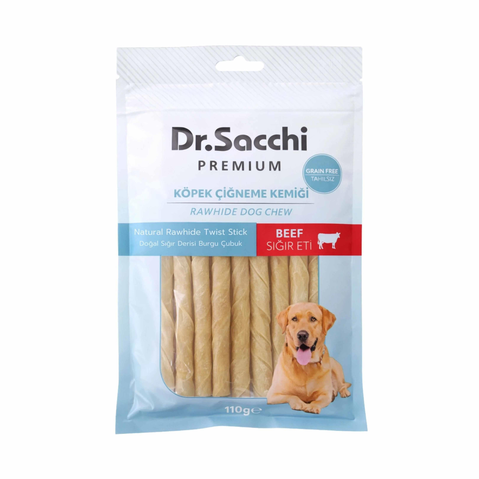 Dr.Sacchi Sığır Derisi Doğal Burgu Çubuk Kemik Köpek Ödülü 110 g